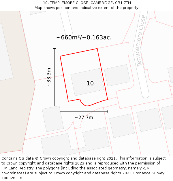 10, TEMPLEMORE CLOSE, CAMBRIDGE, CB1 7TH: Plot and title map