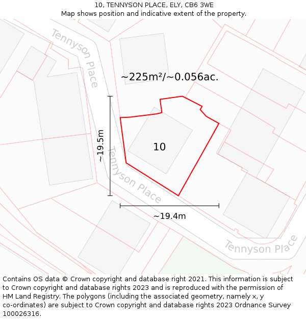 10, TENNYSON PLACE, ELY, CB6 3WE: Plot and title map