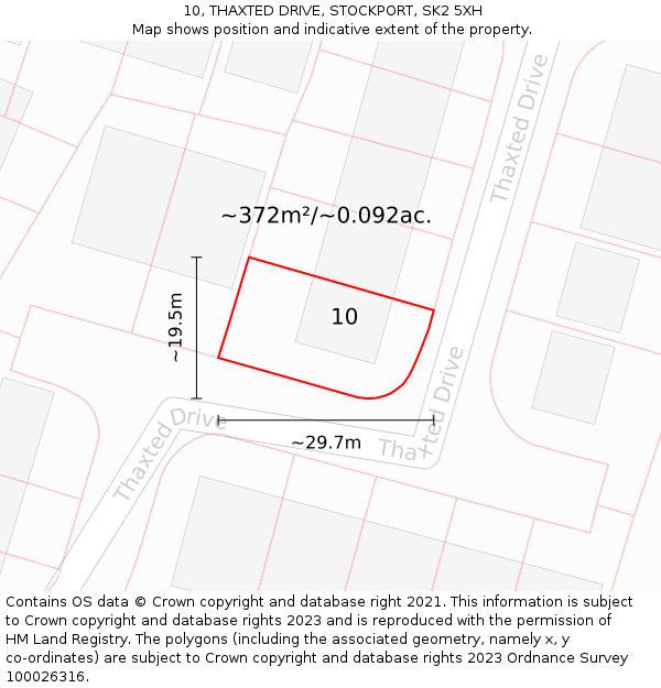 10, THAXTED DRIVE, STOCKPORT, SK2 5XH: Plot and title map