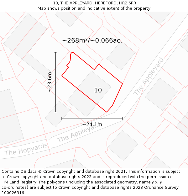 10, THE APPLEYARD, HEREFORD, HR2 6RR: Plot and title map