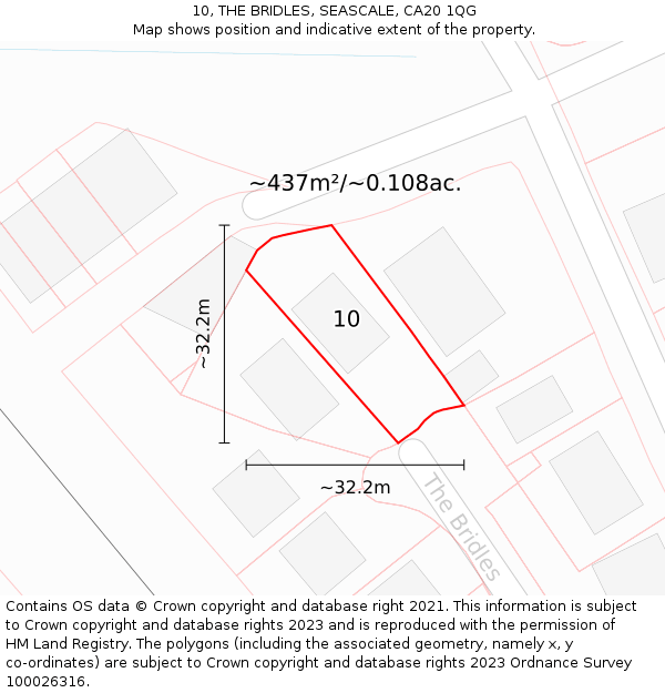 10, THE BRIDLES, SEASCALE, CA20 1QG: Plot and title map