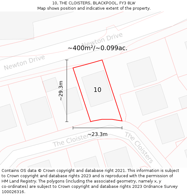 10, THE CLOISTERS, BLACKPOOL, FY3 8LW: Plot and title map