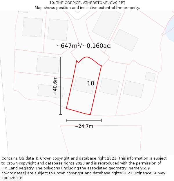 10, THE COPPICE, ATHERSTONE, CV9 1RT: Plot and title map