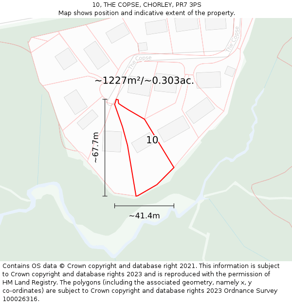 10, THE COPSE, CHORLEY, PR7 3PS: Plot and title map