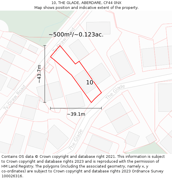 10, THE GLADE, ABERDARE, CF44 0NX: Plot and title map