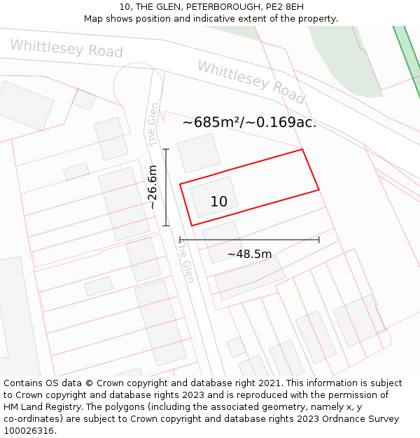 10, THE GLEN, PETERBOROUGH, PE2 8EH: Plot and title map