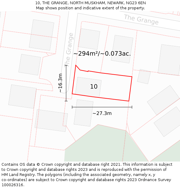 10, THE GRANGE, NORTH MUSKHAM, NEWARK, NG23 6EN: Plot and title map