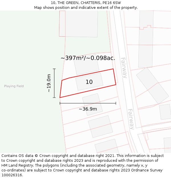 10, THE GREEN, CHATTERIS, PE16 6SW: Plot and title map