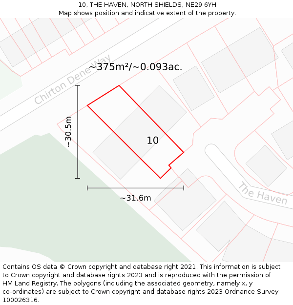 10, THE HAVEN, NORTH SHIELDS, NE29 6YH: Plot and title map