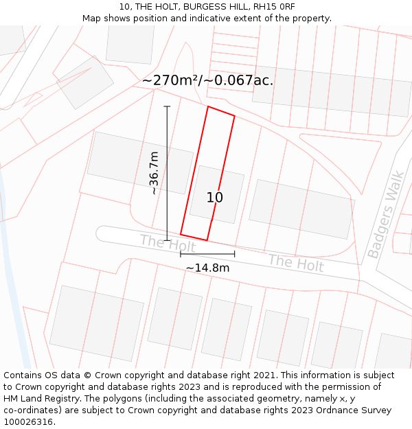 10, THE HOLT, BURGESS HILL, RH15 0RF: Plot and title map