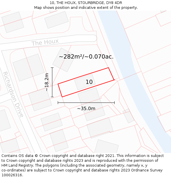 10, THE HOUX, STOURBRIDGE, DY8 4DR: Plot and title map
