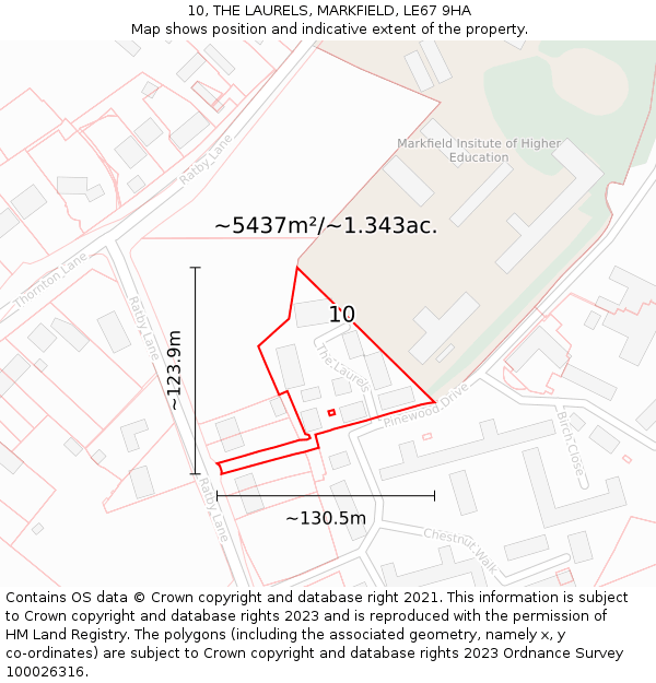 10, THE LAURELS, MARKFIELD, LE67 9HA: Plot and title map