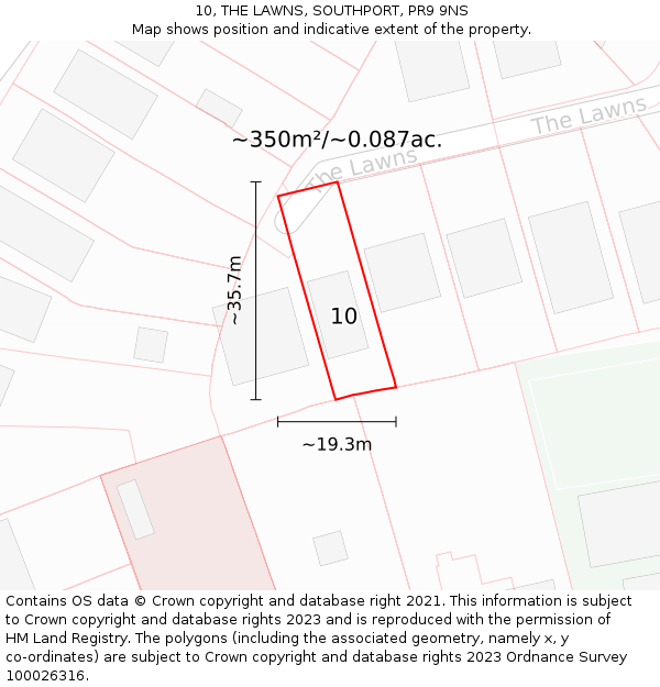 10, THE LAWNS, SOUTHPORT, PR9 9NS: Plot and title map