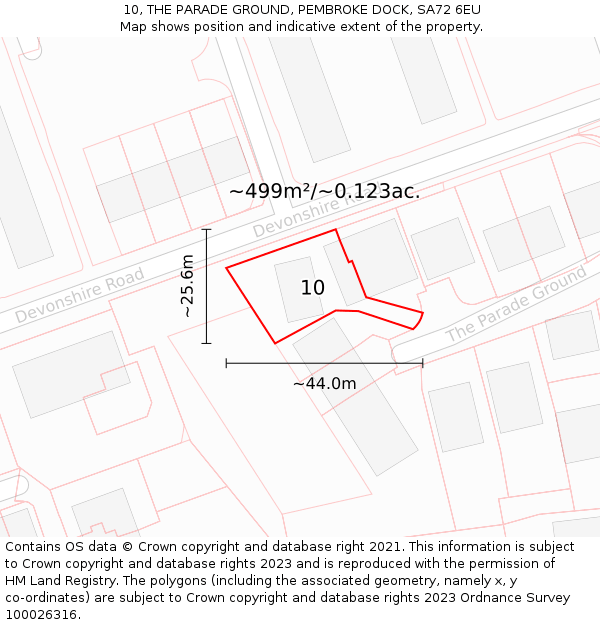 10, THE PARADE GROUND, PEMBROKE DOCK, SA72 6EU: Plot and title map