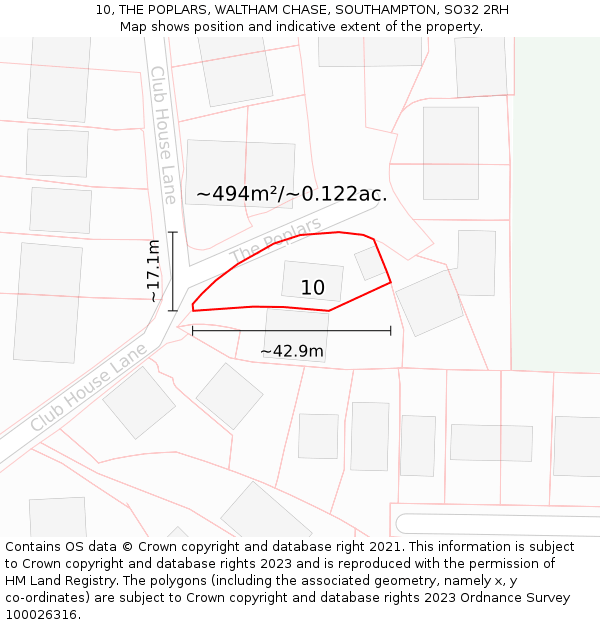 10, THE POPLARS, WALTHAM CHASE, SOUTHAMPTON, SO32 2RH: Plot and title map