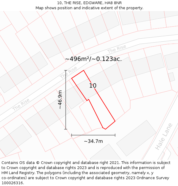10, THE RISE, EDGWARE, HA8 8NR: Plot and title map