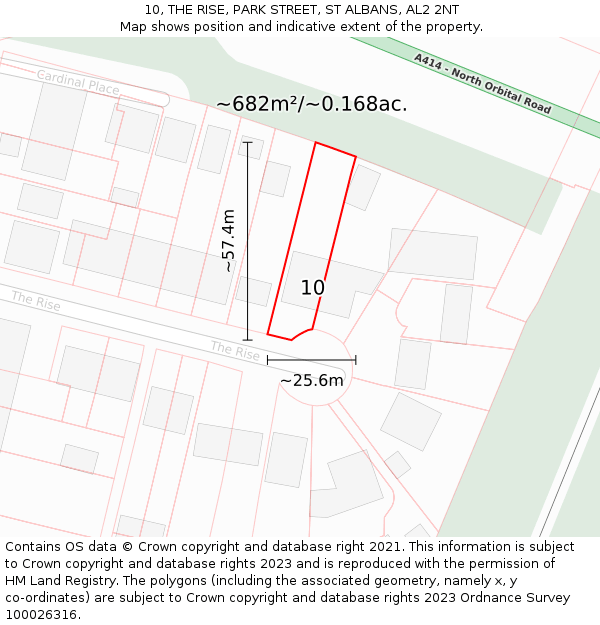 10, THE RISE, PARK STREET, ST ALBANS, AL2 2NT: Plot and title map