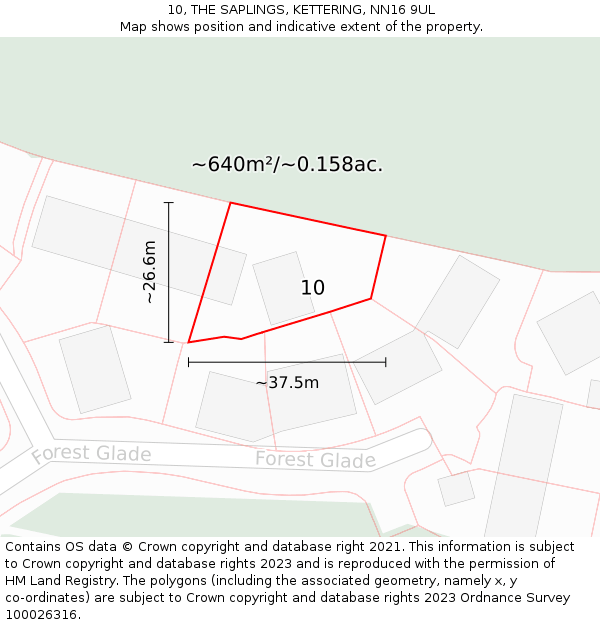 10, THE SAPLINGS, KETTERING, NN16 9UL: Plot and title map