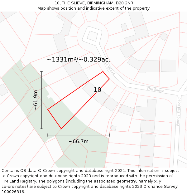 10, THE SLIEVE, BIRMINGHAM, B20 2NR: Plot and title map