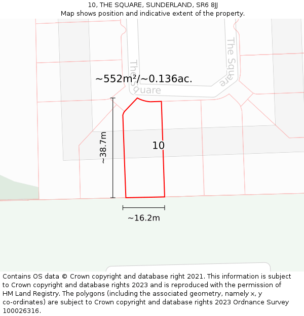 10, THE SQUARE, SUNDERLAND, SR6 8JJ: Plot and title map