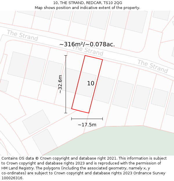 10, THE STRAND, REDCAR, TS10 2QG: Plot and title map