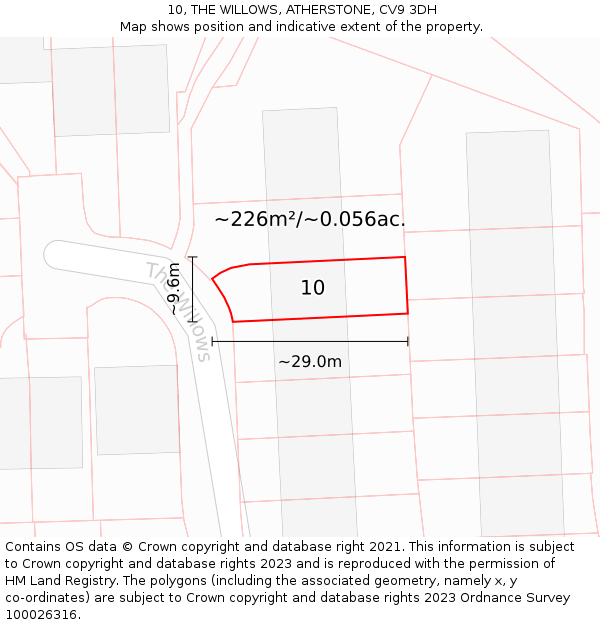 10, THE WILLOWS, ATHERSTONE, CV9 3DH: Plot and title map