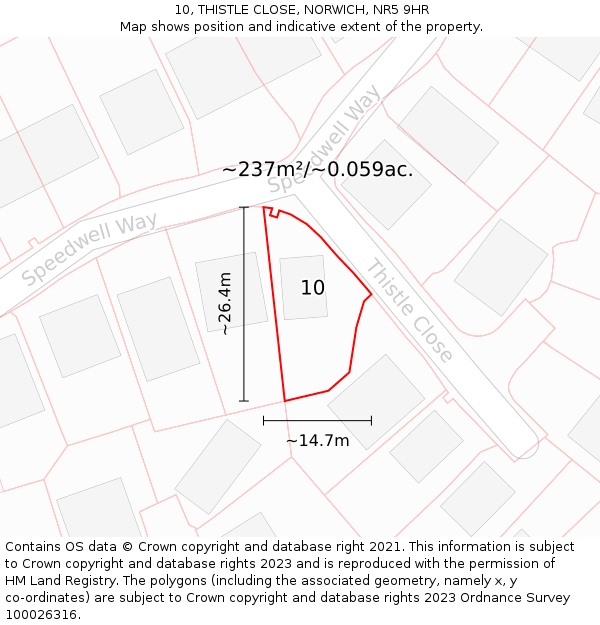 10, THISTLE CLOSE, NORWICH, NR5 9HR: Plot and title map