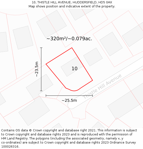 10, THISTLE HILL AVENUE, HUDDERSFIELD, HD5 0AX: Plot and title map