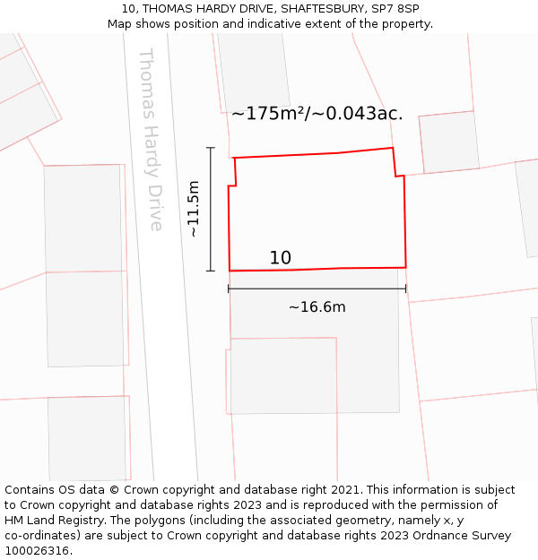 10, THOMAS HARDY DRIVE, SHAFTESBURY, SP7 8SP: Plot and title map