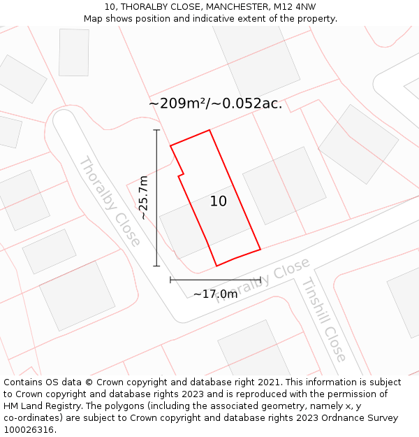 10, THORALBY CLOSE, MANCHESTER, M12 4NW: Plot and title map