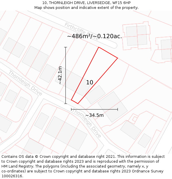 10, THORNLEIGH DRIVE, LIVERSEDGE, WF15 6HP: Plot and title map