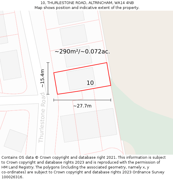 10, THURLESTONE ROAD, ALTRINCHAM, WA14 4NB: Plot and title map