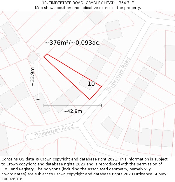 10, TIMBERTREE ROAD, CRADLEY HEATH, B64 7LE: Plot and title map