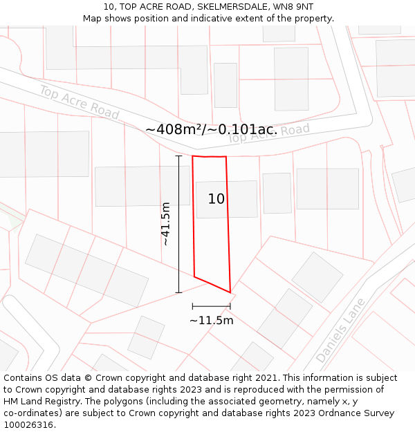 10, TOP ACRE ROAD, SKELMERSDALE, WN8 9NT: Plot and title map