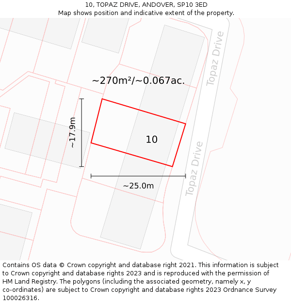10, TOPAZ DRIVE, ANDOVER, SP10 3ED: Plot and title map