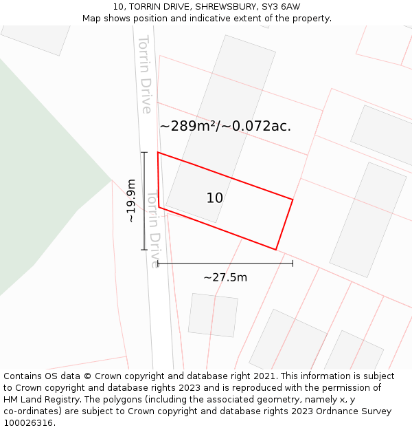 10, TORRIN DRIVE, SHREWSBURY, SY3 6AW: Plot and title map