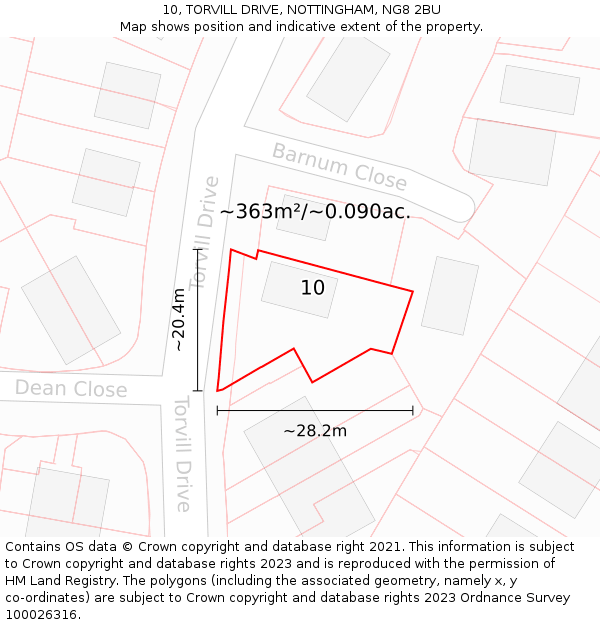 10, TORVILL DRIVE, NOTTINGHAM, NG8 2BU: Plot and title map