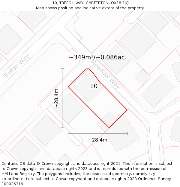 10, TREFOIL WAY, CARTERTON, OX18 1JQ: Plot and title map