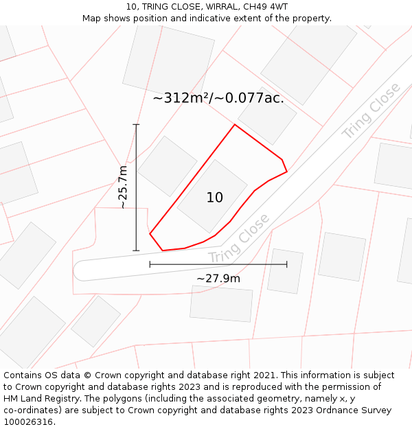 10, TRING CLOSE, WIRRAL, CH49 4WT: Plot and title map