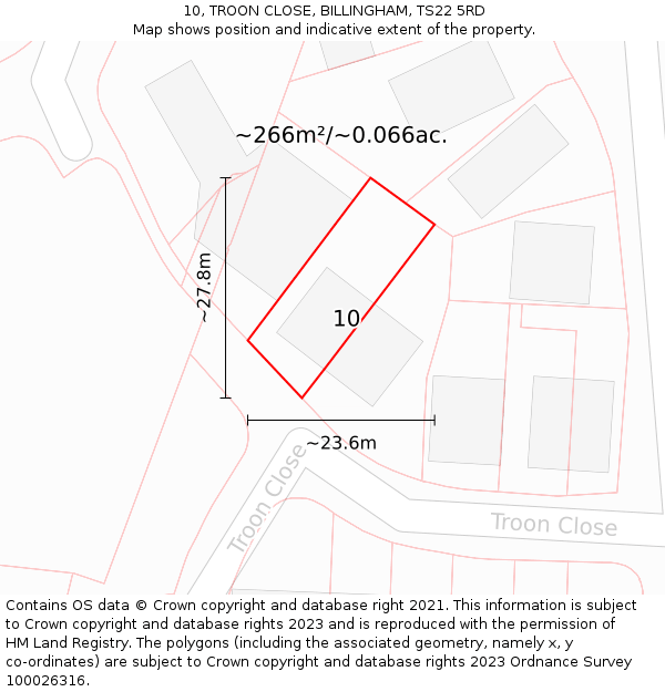 10, TROON CLOSE, BILLINGHAM, TS22 5RD: Plot and title map