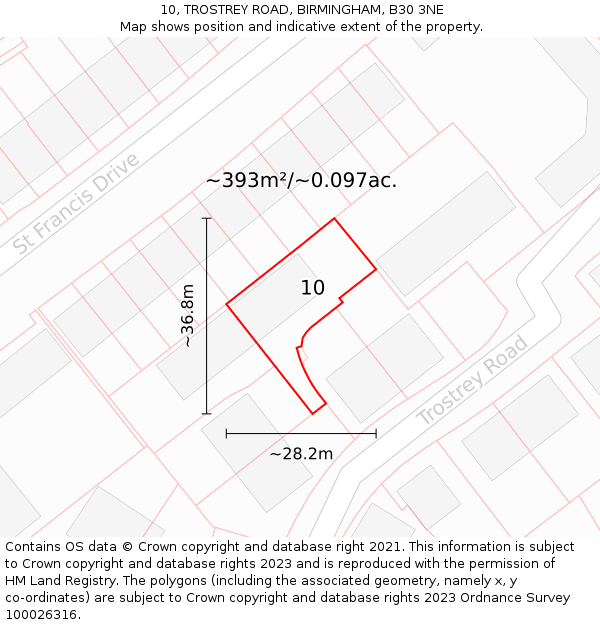 10, TROSTREY ROAD, BIRMINGHAM, B30 3NE: Plot and title map