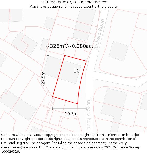 10, TUCKERS ROAD, FARINGDON, SN7 7YG: Plot and title map