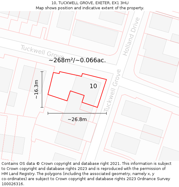 10, TUCKWELL GROVE, EXETER, EX1 3HU: Plot and title map