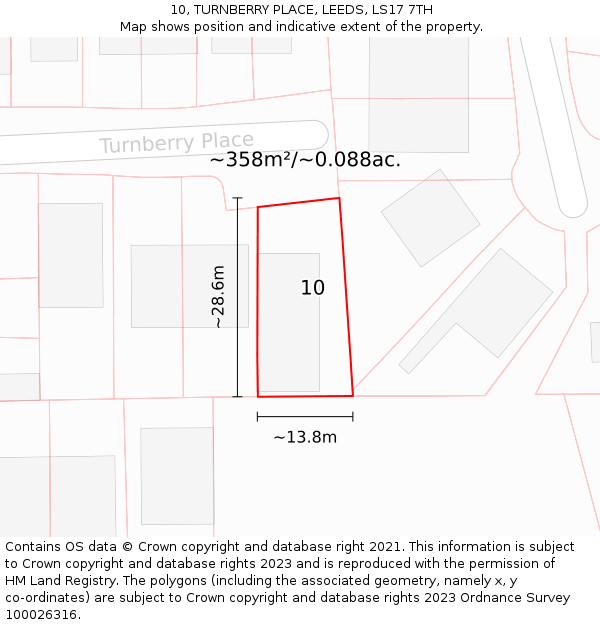 10, TURNBERRY PLACE, LEEDS, LS17 7TH: Plot and title map