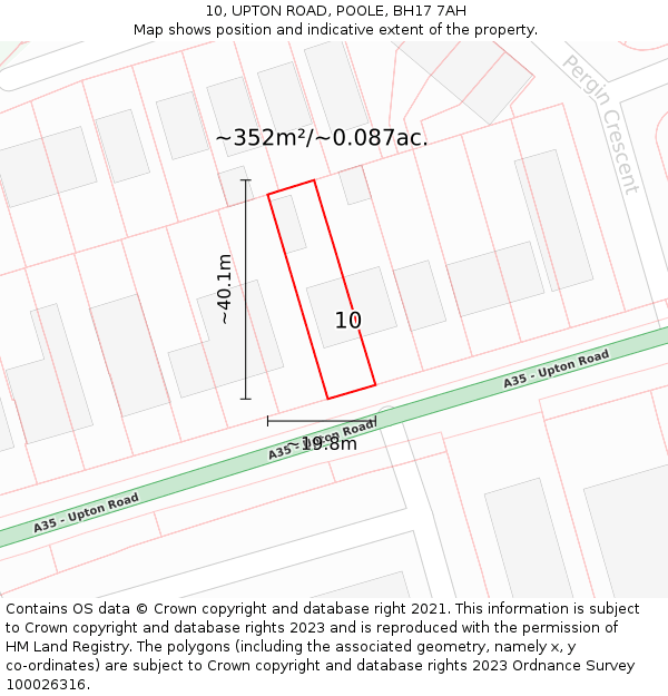 10, UPTON ROAD, POOLE, BH17 7AH: Plot and title map