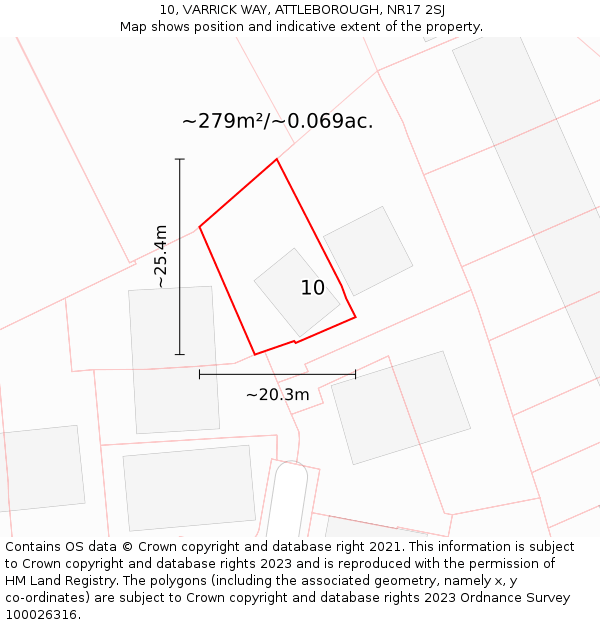 10, VARRICK WAY, ATTLEBOROUGH, NR17 2SJ: Plot and title map