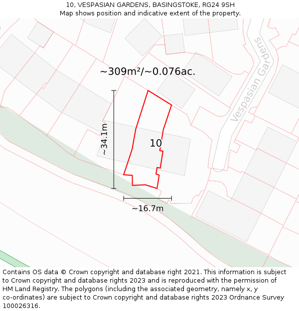 10, VESPASIAN GARDENS, BASINGSTOKE, RG24 9SH: Plot and title map