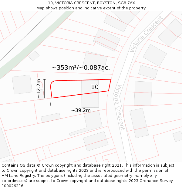 10, VICTORIA CRESCENT, ROYSTON, SG8 7AX: Plot and title map