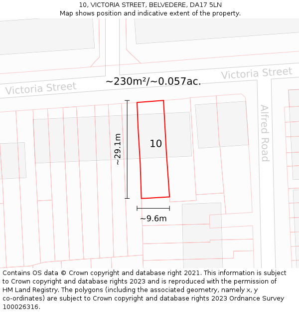 10, VICTORIA STREET, BELVEDERE, DA17 5LN: Plot and title map