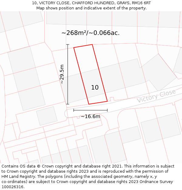 10, VICTORY CLOSE, CHAFFORD HUNDRED, GRAYS, RM16 6RT: Plot and title map